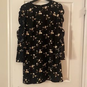 Club Monaco floral dress. Size 6. Black floral with arm detail and opening